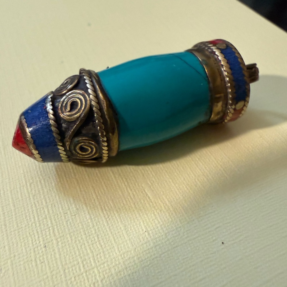 Tibetan Prayer Amulet- Turquoise, Lapis Lazuli, Coral